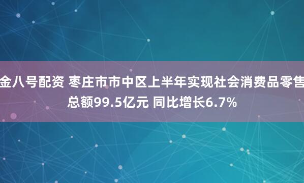金八号配资 枣庄市市中区上半年实现社会消费品零售总额99.5亿元 同比增长6.7%