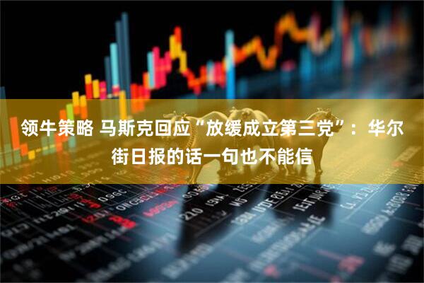 领牛策略 马斯克回应“放缓成立第三党”：华尔街日报的话一句也不能信